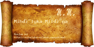 Mihályka Miléna névjegykártya